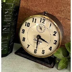 Vintage 1950s Claridge DeLuxe Alarm Clock Glass Metal NON-WORKING DISPLAY Only